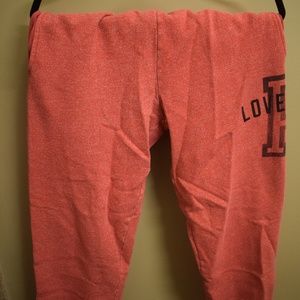 VS PINK Red Sweatpants with Black Logo- Size Small